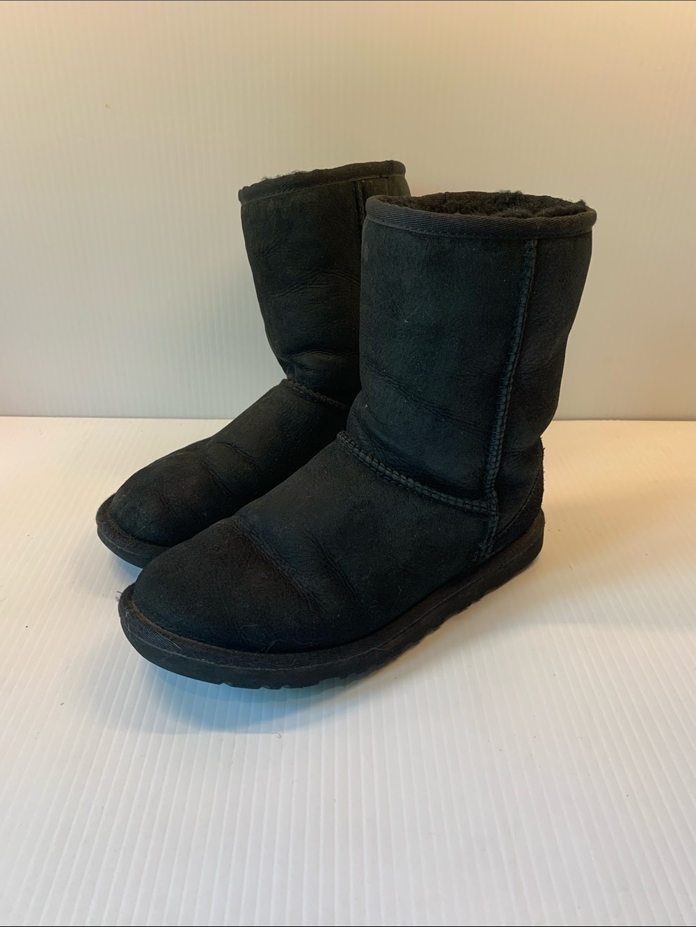 UGG Classic Short Black Suede Shearling Lined Booties
